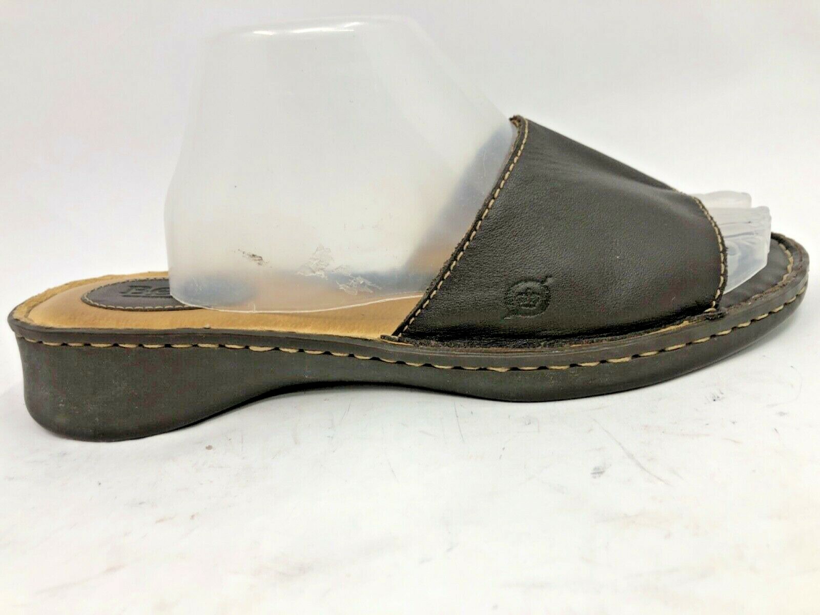 BORN Wide Band Brown Leather Slides Mules Sandals W6366 Women's Size US 11  EU 43 | eBay