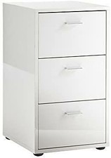 FMD Virginia comodino 1 alto con 3 cassetti bianco melamina lucido