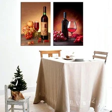 Wine/Bottle/Glass ready to hang set of 2 mounted pictures/Improved canvas prints