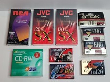 Mixed Lot Of 9 SEALED Blank Cassette Tapes VHS 8mm T-120 VHSC Hifi Stereo CD-RW