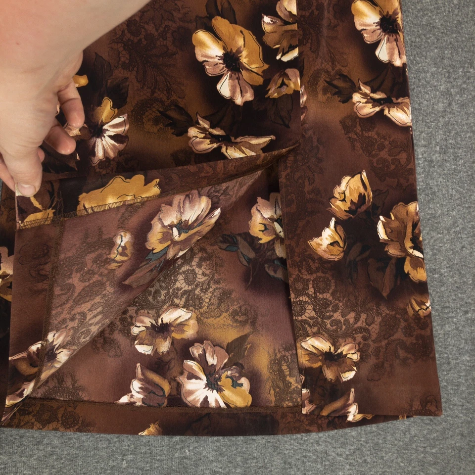 Maxi falda vintage Liz Baker Petite para mujer 14 marrón floral Foto 4 de 4