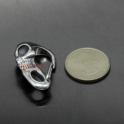 Grande Fibbia Teschio Acciaio Inox Portachiavi Portachiavi Gancio Clip FOB - Foto 7 di 27