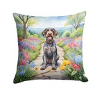 German Wirehaired Pointer Spring Garden Path Throw Pillow
