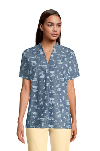 Chambray Dolman Short Sleeve Tunic 