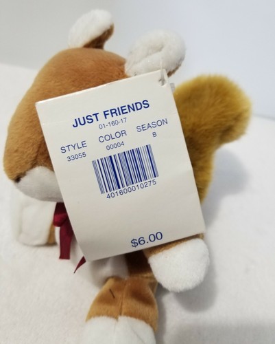 Vintage 1997 Just Friends Chosun SQUIRREL Plush Stuffed Animal Tag New Old Stock - Picture 7 of 7