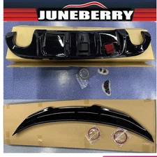 For Infiniti 14-20 Q50 PSM Style High Kick Duckbill Spoiler Wing+Bumper Diffuser