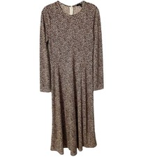 Banana Republic NWOT Animal Print Fit & Flare Dress Women's Medium Tan Midi 