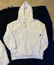 Sunb. Men's White Sweatsuit Set Hoodie  Pants with Pockets Drawstring Hooded