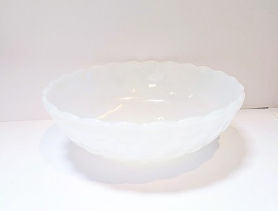 Vintage Bubble Milk Glass 8 1/4'' Bowl w Scalloped Edge