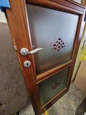 N. 4 Porte Interne In Legno + Vetro Decorato 3 Da 70 1 Da 80