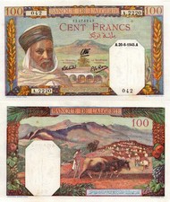 Algeria 100 Francs 1945 Pick # 85 AU-UNC