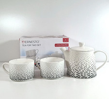 Ernesto Tea Coffee Set - Porcelain Tea Pot And Two Cups Geometric Design