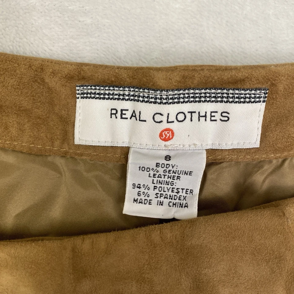 Pantalones de cuero Real Clothes cuero genuino tostado pierna recta estilo vintage talla 6 Foto 3 de 4