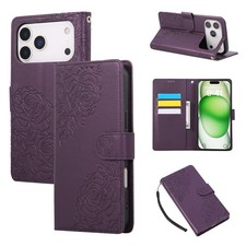 PU Leather Flip Wallet Case with Wrist Strap For iPhone 17 Pro Max 16e 15 14 13