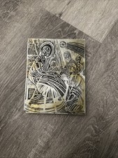 Vintage Letterpress Wood Typeset Printing Block Madonna Nativity Scene Angel