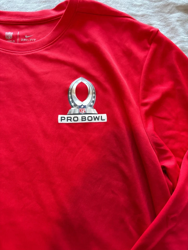 Nike Pro Bowl Mens L NFL ON FIELD Dri-FIT PE Football Long Sleeve Shirt Red NEW - Image 2 of 4