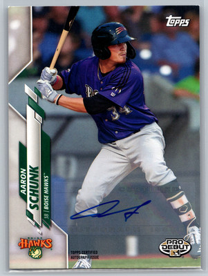 Aaron Schunk 2020 Topps Pro Debut Auto PD-101 Boise Hawks Minor League