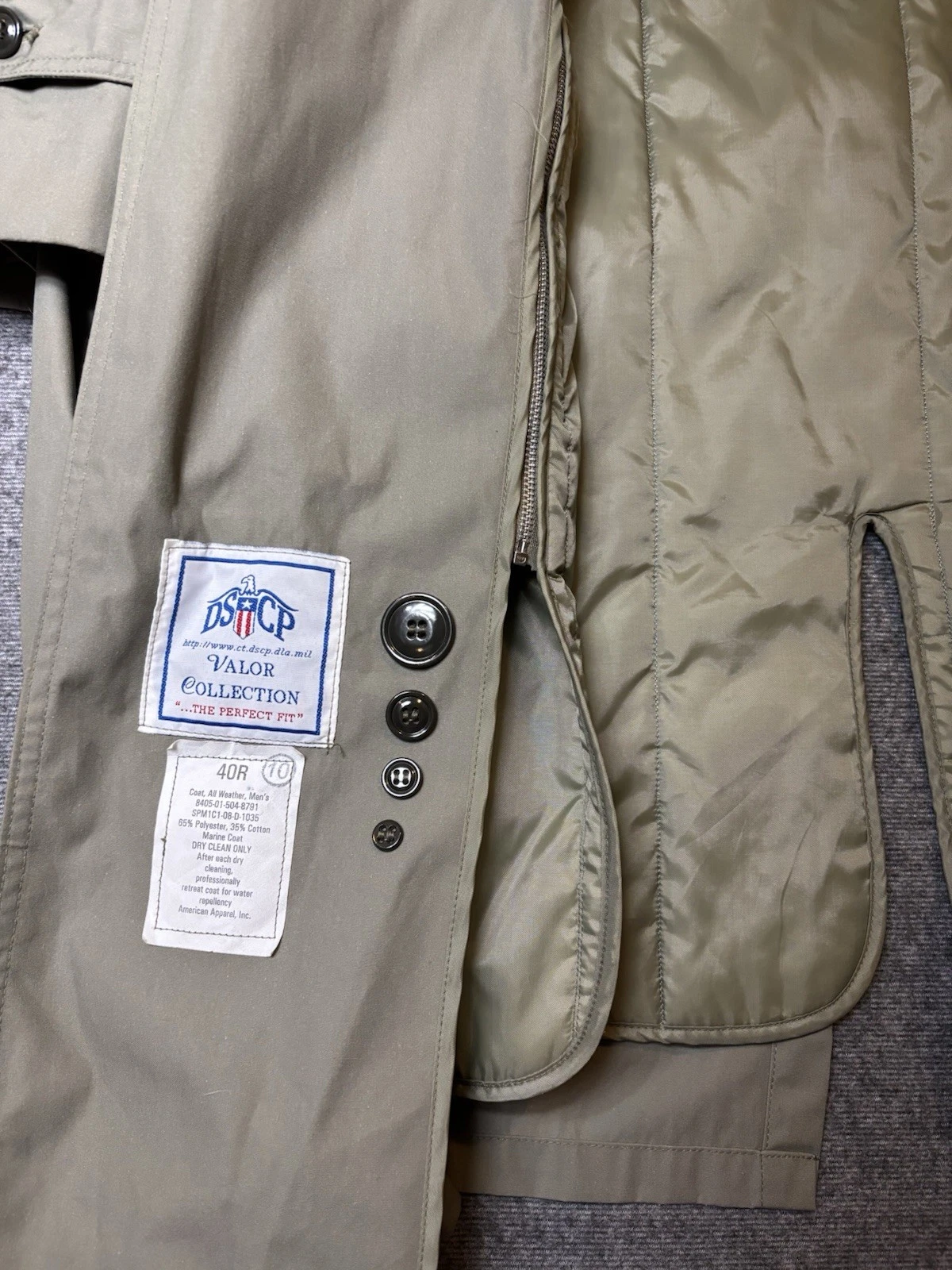 DSCP Valor Collection Lined Double Breasted Button Trench Coat Brown 40R image 6