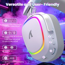 ATTACK SHARK RGB Wireless Gaming Headphones Mic PS4 PS5 Switch Xbox 8