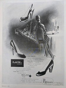  1951 Women's Newton Elkin Black Shoes In Los Angeles Vintage  Fashion  Art ad 