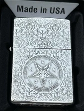Zippo Baphomet King Of Hell Silver 5 Sides Lighter In A New Box