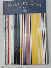CHARTER CLUB HOME table cloth Summer Multi Striped Blues Vinyl 52" x 70" 0blong
