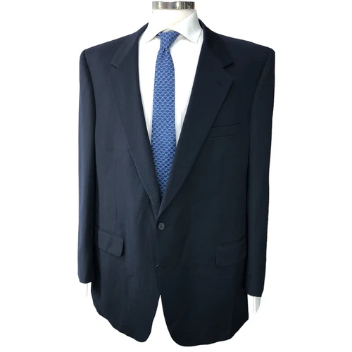 Cappotto sportivo Burberrys vintage uomo taglia 48L 2 bottoni lana tacca risvolto blu navy anni 90