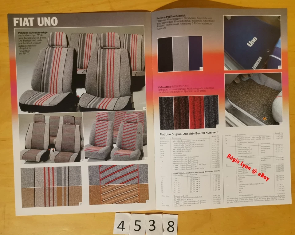FIAT UNO ABARTH SPORT TUNING ACCESSOIRES Brochure Allemand 8 pages 198? - Photo 3/4