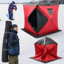 Pop Up Ice Fishing Shelter 3-4 Person Insulated Thermal Shanty Warm Down to -22F