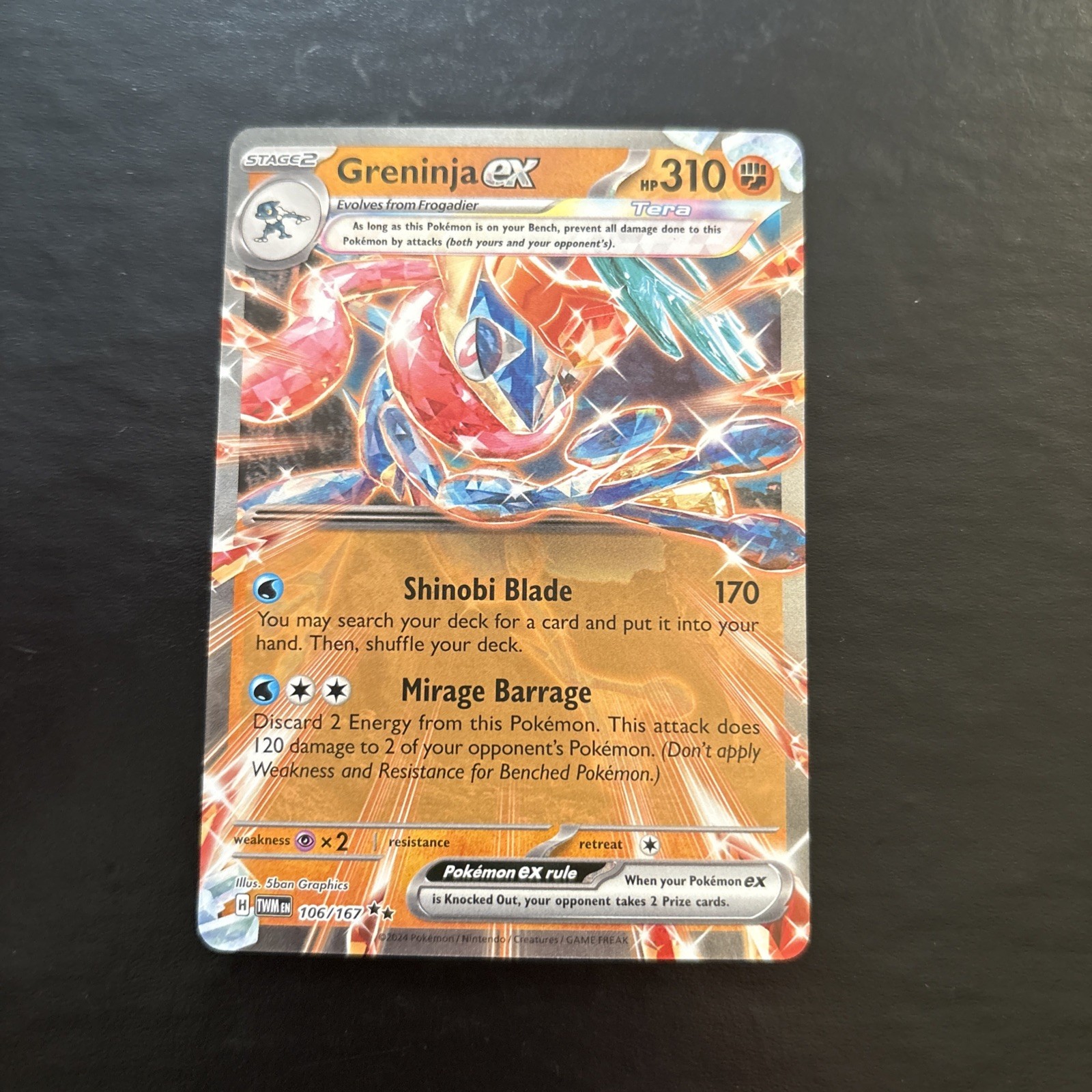 Pokémon TCG Twilight Masquerade Greninja EX Double Rare Holo Card 106/167