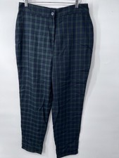 Nasty Gal Plaid Trousers Women 12 High Rise tartan plaid Grunge Preppy Punk pant