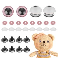 FüR 12 Pcs Glitzer-Sicherheitsaugen, 30Mm Kunststoff 3D HäKelpuppenaugen, Pink