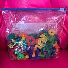 Plastic Alphabet Numbers Magnetic Letters, Assorted Colors, Storage Bag Lot