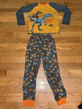 Jurassic World Boys 2-Piece Grey Orange Pajama Pants Set, Size 10/12