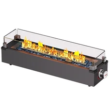 28 Inch Table Top Propane Fire Pit, 50,000 BTU Tabletop Firepit with Glass Wi...