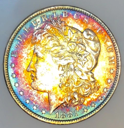 1881 O MORGAN DOLLAR GEM BU+++! BEAUTIFUL SEMI PROOF LIKE! RAINBOW OBV NR #K2928