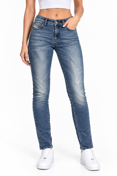 Diesel Slandy Damen Jeans W23 L30 Blau Super Slim Skinny Stretch Regular Waist-image