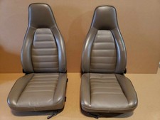 83-91 Porsche 944 Front Right Left Leather Seat Set Pair Tan No Rails