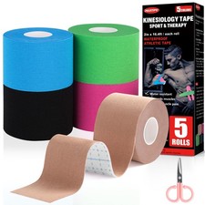 5 Rolls Kinesiology Tape, 5 Colors 2 inch x 16.4 Feet Waterproof Athletic Tape,