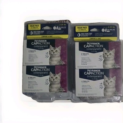  PETARMOR CAPACTION (nitenpyram) 11.4mg CATS 2-25LB  6 Tabs X 4 = 24 Exp 2027