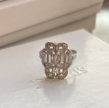 Vintage Size 6.5 Art Deco Style Diamond CZ Intricate S925 Silver Plated Ring