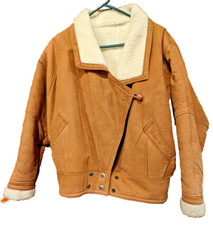 Gianni Women Size M Button Genuine Leather Coat Jacket Fleece Lining Pockets