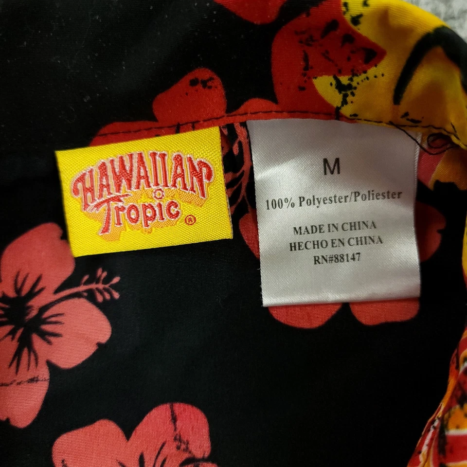 Hawaiian Tropics Shirt Mens Medium Red Floral Beach Camp Hawaiian Resort Surf - Image 3 of 4