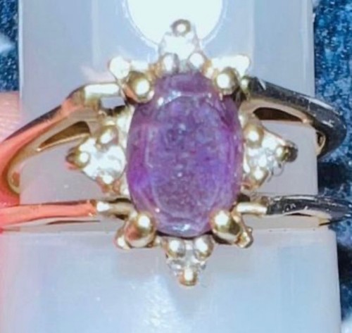 Ring 14k flip ring, gold 1 carat diamond ring, 1 carat amethysts - Picture 3 of 7