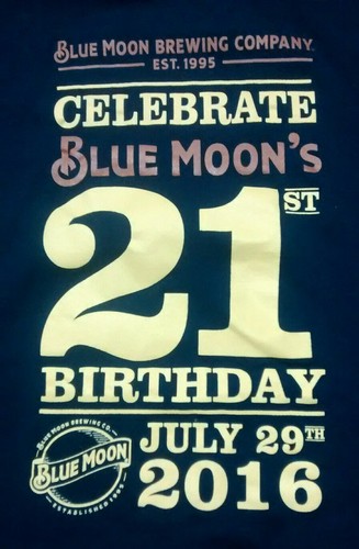 Blue Moon Beer Est. 1995 T-Shirt 21st Birthday July 29, 2016 Navy Blue size XL