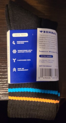 3 Pairs Bombas Black Socks With Colorful Print Toddler/Youth Socks Size 1.5 -8.5 - Picture 2 of 2