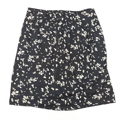 Noa-Noa Womens Skirt Size M Black Beige Floral Cotton Viscose Lined Zip Back
