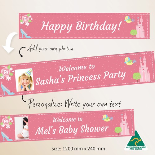 Personalised Custom Birthday Fairy Tales Girls Princess Party Banner Party - Picture 5 of 8