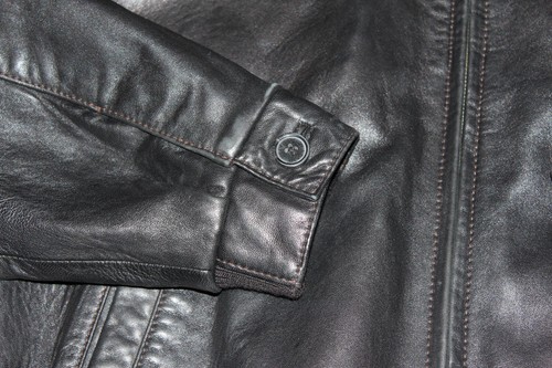 Jos A Bank Signature Collection Soft Black Leather Jacket Moto Men MED - Picture 7 of 10