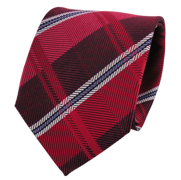Tigertie Designer Seidenkrawatte Rot Blau Silber Gestreift - Krawatte Seide-image